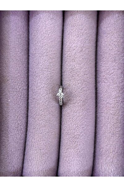 BY YASİN TOPÇU ➕ Haç Parıltı – Taşlı Mini Halka (Çelik)