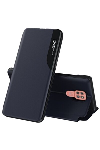 Evolium Husă compatibilă cu Motorola Moto E7 Plus / Moto G9 Play, rezistentă la șocuri, E40, piele ecologică, albastru închis