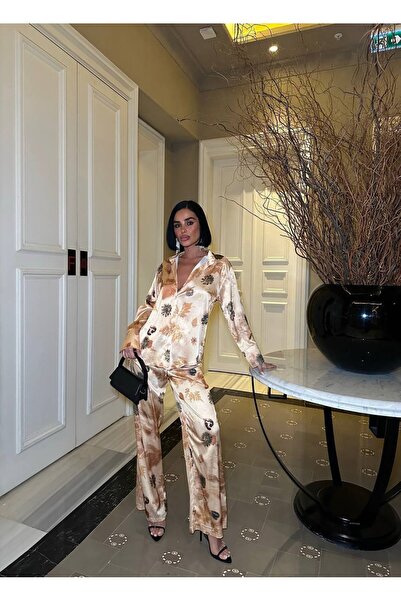 GLAMMOSS L'Atelier Set dublu cu model floral din satin GLM-455