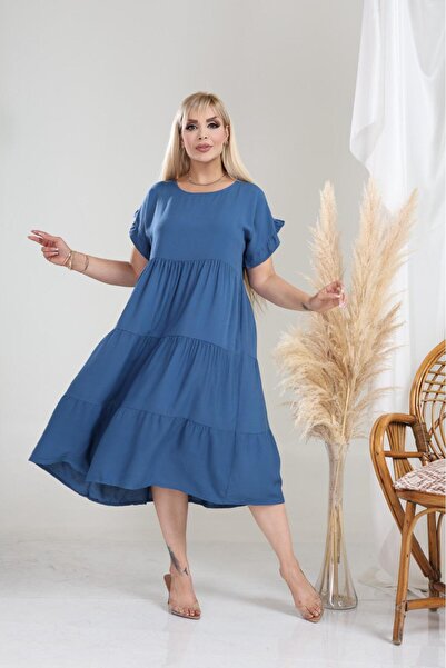 mervemoda Women's Large Size Sleeveless Summer Dress