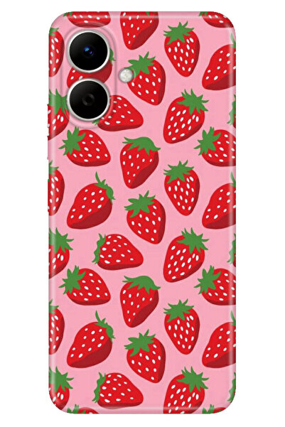 TECNO Spark Go 2 (KM4) Uyumlu Kılıf Renkli Silikon Baskılı TPU Tatlı Çilek