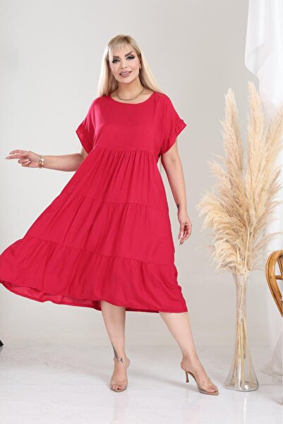 mervemoda Women's Large Size Sleeveless Summer Dress