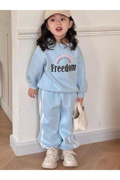 YARENKİDS Girls' Winter Thick Tracksuit Set 3-10 Years Old