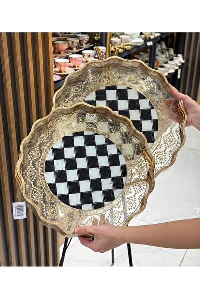 Onedekor 2-Piece Damas Lace Luxury Tray