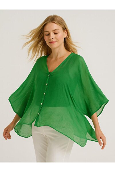 Butik İtalyan İpek Gömlek - YEŞİL