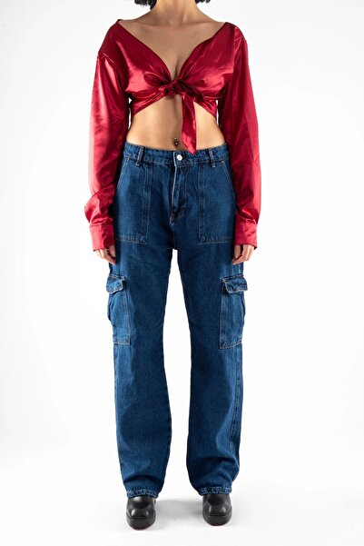 Bak Moda Cep Detay Широкі штани преміум-класу Lacivert Cargo Pantolon