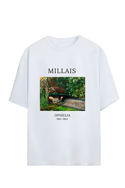 GraffTee تي شيرت أوفيليا للجنسين من القطن كبير الحجم