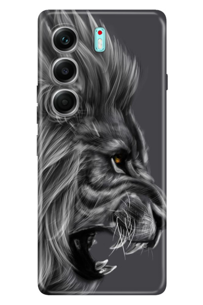 TECNO Camon 40 Pro 5G CM7 Uyumlu Kılıf Renkli Silikon Baskılı TPU Kara Aslan