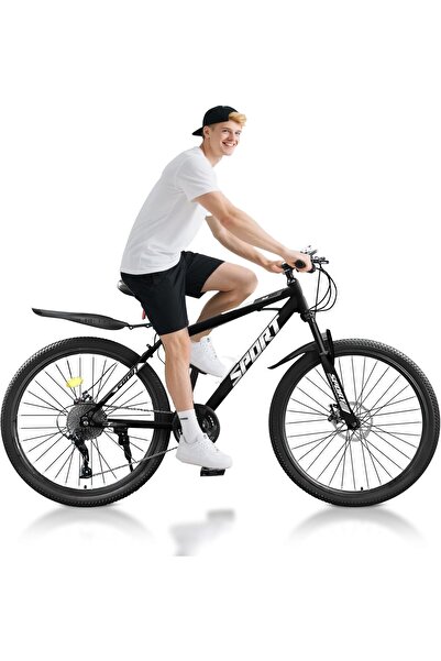 Rovyfota دراجة جبلية مقاس 26 بوصة، 21 سرعة، بإطار من الفولاذ عالي الكربون وفرامل قرصية مزدوجة