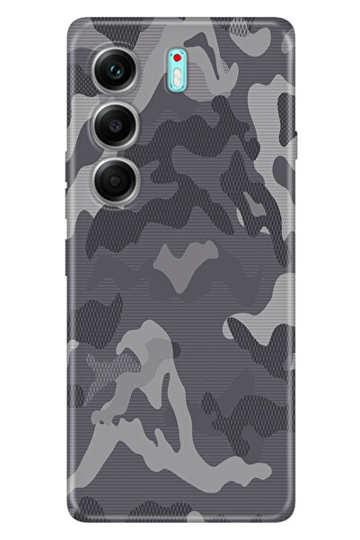 TECNO Camon 40 Pro 5G Korumalı Kılıf Retro Art Desenli Esnek Silikon Gri Kamuflaj