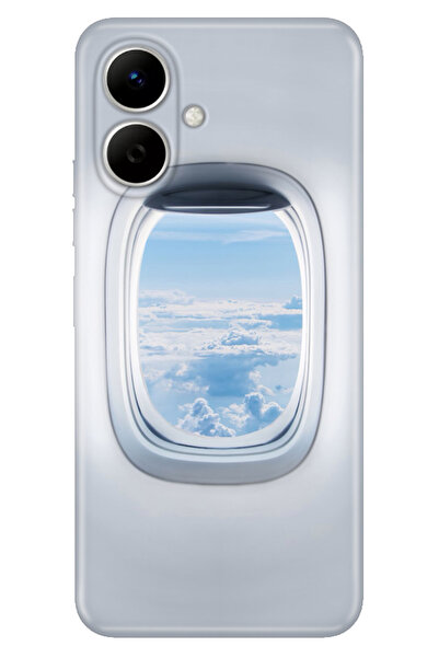 TECNO Spark Go 2 (KM4) Uyumlu Kılıf Dekoratif Silikon Baskılı Kapak Uçak Pencere