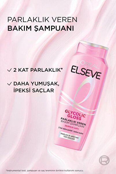 ELSEVE Glycolic Gloss Parlaklık Veren Saç Bakım Rutini Seti: Şampuan, Saç Kremi, Bakım Spreyi