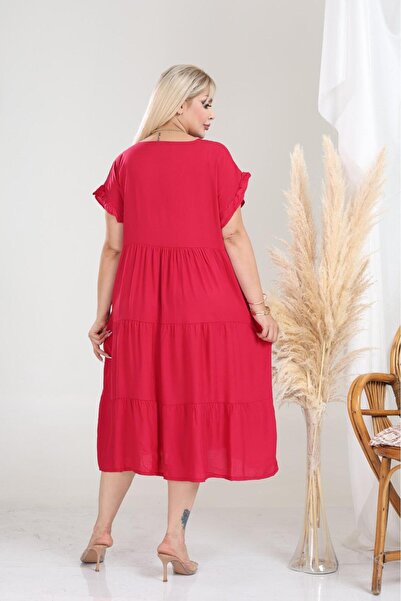 mervemoda Women's Large Size Sleeveless Summer Dress