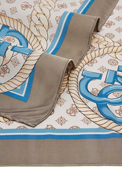 Guess Γυναικείο κασκόλ με σχέδιο αλυσίδας και έμβλημα - Μπεζ