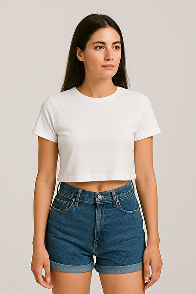 Salvia Dione Bluză crop oversize pentru femei, 100% bumbac – țesătură elastică confortabilă, top elegant pentru 4 anotimpuri