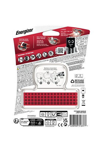 Energizer Vision Hd Headkamp Hdb323 3 Led Battery Powered Head Lamp Flashlight 300 Lm