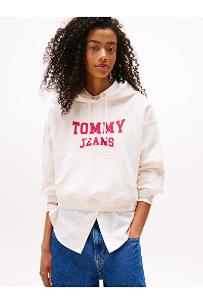 Tommy Hilfiger TJW Kutu Kesim Kısa Kolej Stili Kadın Sweatshirt DW0DW21598YBH