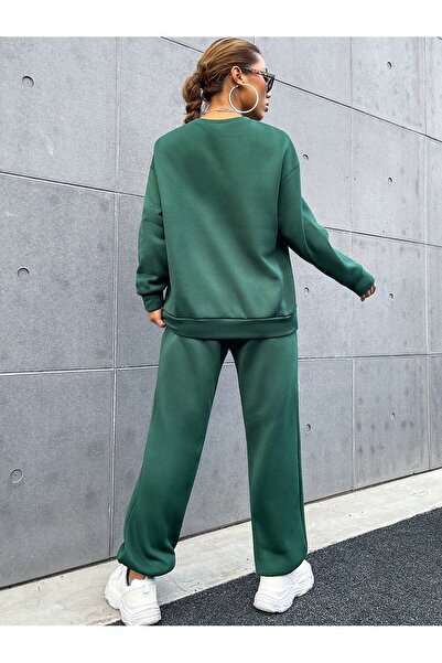 LUNAVISTA Letter Printed Sweatshirt and Jogger Set