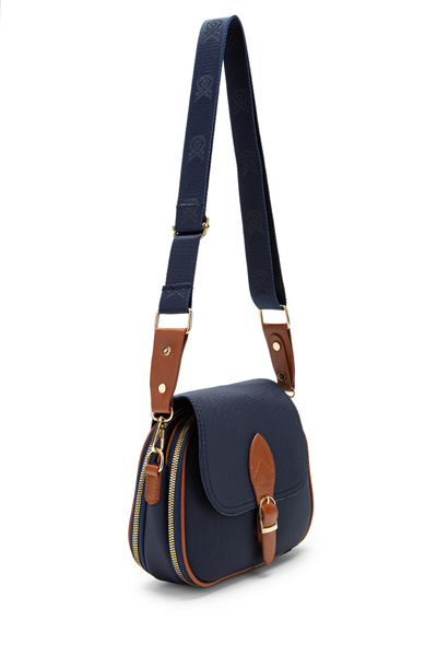 minebag Multi-Compartment Faux Leather Women's Crossbody Bag Dave Navy Blue