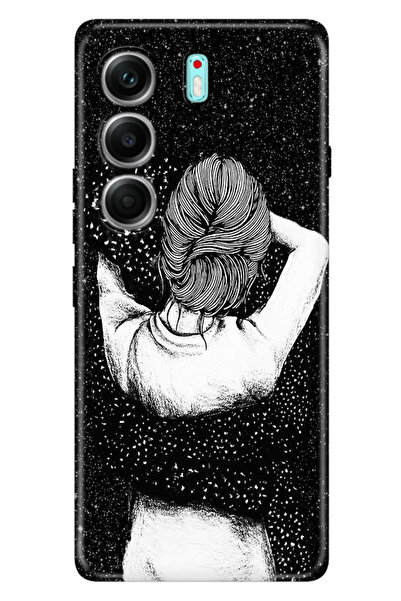 TECNO Camon 40 Pro 5G CM7 Uyumlu Kılıf Renkli Silikon Baskılı TPU Siyah Aşk