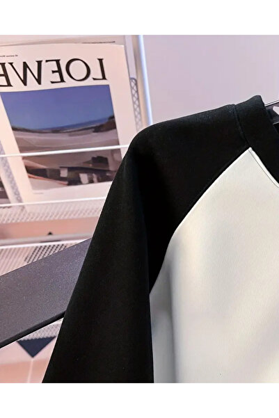 Touz Moda Pinterest Design Raglan Long Sleeve Printed White T-Shirt