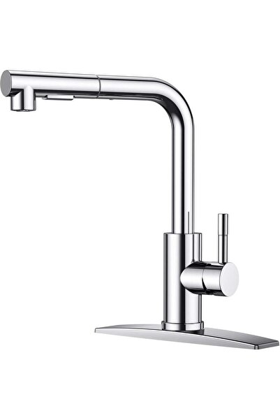 Elindor ® Single Handle Kitchen Faucet, Pull-Down Sprayer, Stainless Steel, Silver