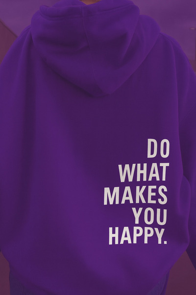 SVART WEAR Κάνε τι σε κάνει ευτυχισμένο oversized Βαμβακερό φούτερ με κουκούλα με κουκούλα Φούτερ με τύπωμα