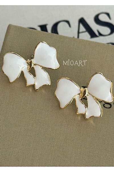 MioArt Women's Bow Model Enamel Earrings