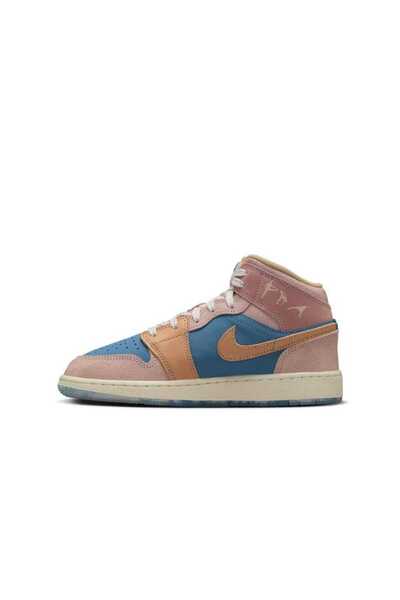 Nike Air Jordan 1 Mid Ss Çocuk Sneaker Ayakkabıs / Dar Kalıp (Blue Sport )