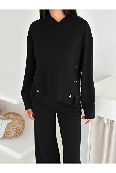 Dumy Σετ αθλητικής φόρμας με μαλακή υφή Modal με κουκούλα και λεπτομέρεια με κουμπώματα