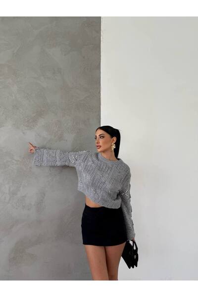 hakimoda سترة تريكو لؤلؤية