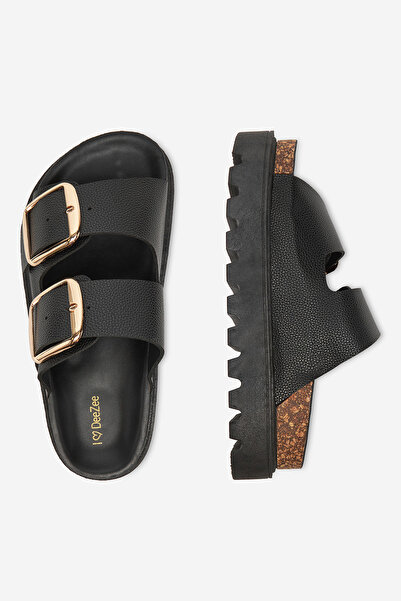 DeeZee Women's flip-flops low black flat, with platform 36