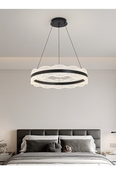 Humm Modern black chandelier, diameter 60 cm