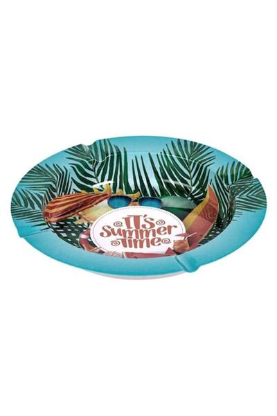 OEM Scrumiera Metalica Rotunda Neagra cu Model Summer Time Ø14x2cm