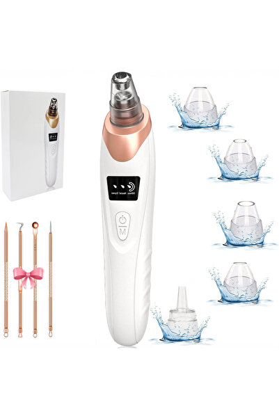 Elindor Extractor de puncte negre ® cu 3 moduri de putere, 5 capete speciale, aspirator profesional pentru pori, alb