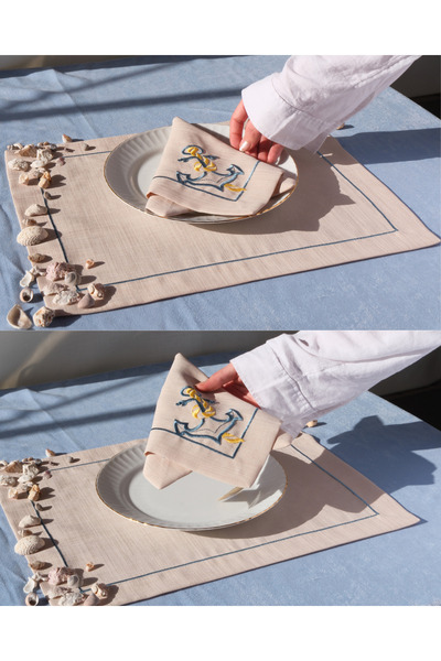 Elegancembroidery American Serviettes with Napkins, Embroidered Napkin (Set o...