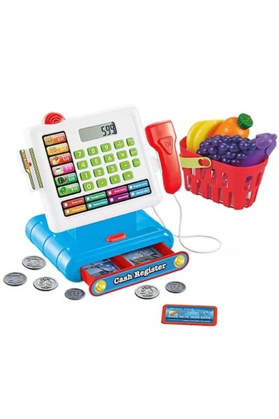 SOLTOY Касов апарат със скенер за продукти, електронен LCD дисплей, пазарска ...