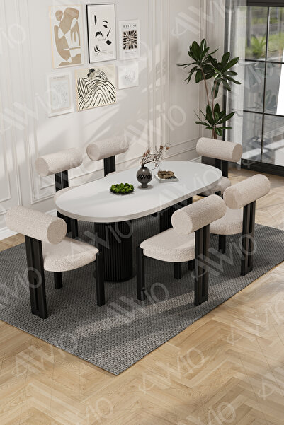 AVVİO Verona Bohem Ayak 6'Lı Metal Pofi Demonte Sandalye 80x160 Masa Sandalye...