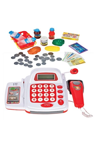 SOLTOY Casa de marcat cu cos de cumparaturi si display electronic, sertar, microfon, scanner de produse