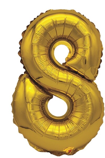 SDX Market Balon folie metalizată aurie, Mirific Party, Numărul 8, 80 cm, Auriu