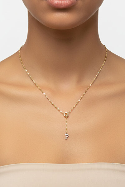 Atolyezone P Harfi 316l Paslanmaz Çelik Kolye Kalpli Dekolte Yeni Sezon Kişiy...