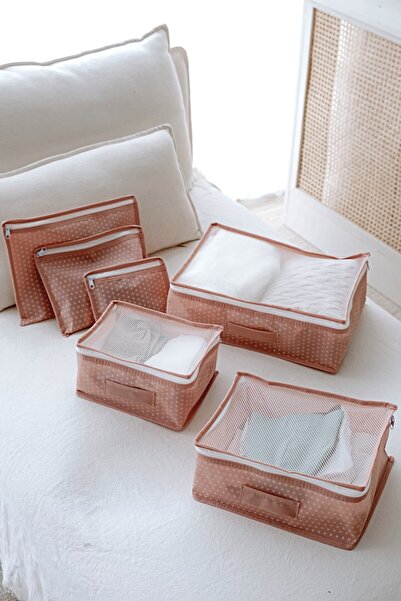 Serstil 6 Parça Anne Bebek Doğum ve Hastane Çıkış Çantası Seti - Pembe Puantiyeli