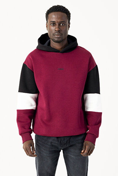 JB John Borners Мъжка суитшърт с качулка Judge Me Printed 3-String, бордо - 2...