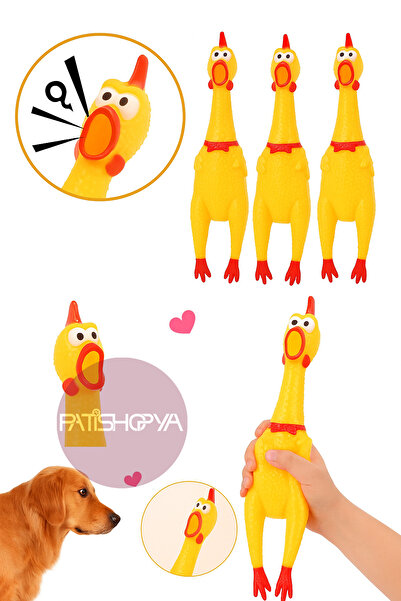 PATİSHOPYA Öten Çığlık Atan Horoz Tavuk Civciv Köpek Kedi Için Bağıran Sesli Oyuncak 30 Cm Horoz Figür