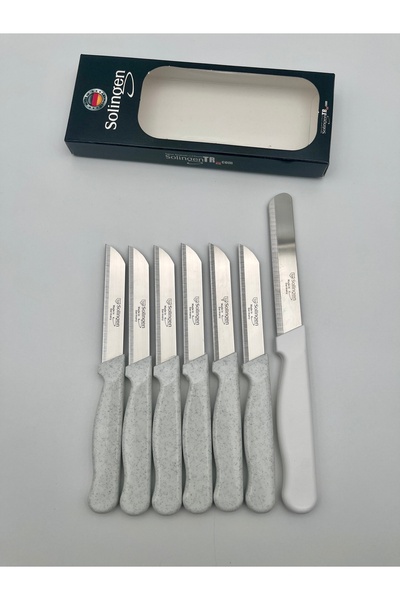 Solingen Orijinal Klever Simli 6 Adet Meyve Bıçağı 1 Micro Sebze Doğrama Beyaz