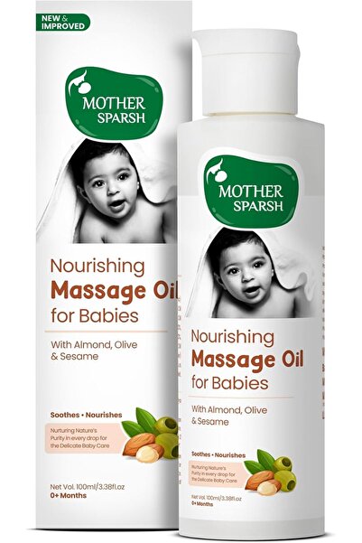 Mother Sparsh زيت تدليك الأطفال الأيورفيدي، 18 مستخلصًا وزيتًا عشبيًا - لاجالو، تاجار، لوز وأفوكادو