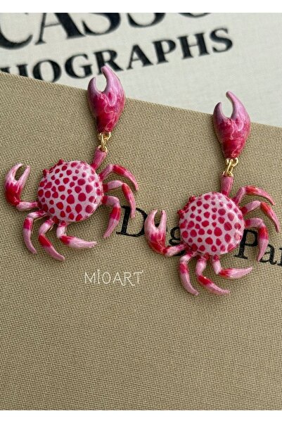MioArt Pink Crab Design Earrings