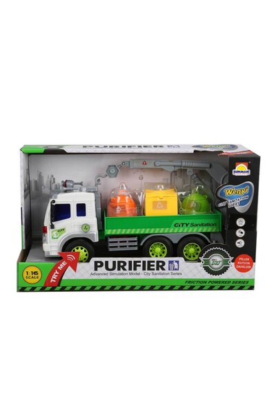 Sunman 1:16 شاحنات إعادة تدوير المركبات الصناعية مزودة بصوت وضوء 30783 مركبة نقل