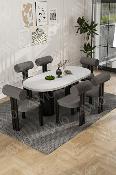 AVVİO Verona Bohem Ayak 6'Lı Metal Pofi Demonte Sandalye 80x160 Masa Sandalye...