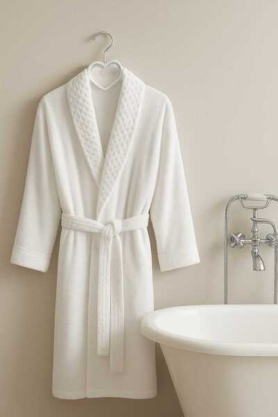 YÜNTEKS %100 Pamuk Bornoz , Su Emiciliği Yüksek, Gramajlı Bornoz, Tek Bornoz